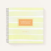 Lemon Yellow Orange Wasserfarbe Streifen Personali Notizblock (Vorderseite)