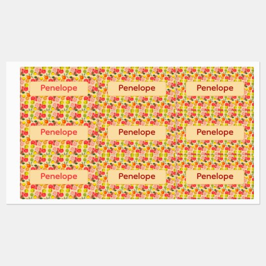 Lemon yellow pattern Labels with name Etiketten (Blatt)