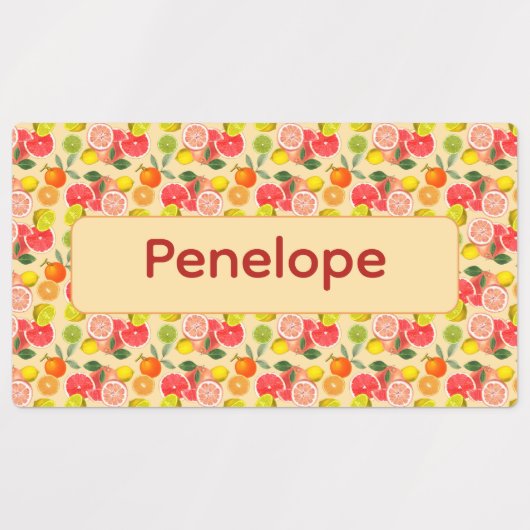 Lemon yellow pattern Labels with name Etiketten (Design 2)