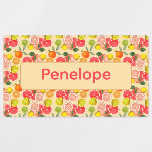 Lemon yellow pattern Labels with name Etiketten (Design 1)