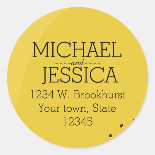 Lemon Yellow Personalisierter Name und Anschrift Runder Aufkleber (Vorderseite)