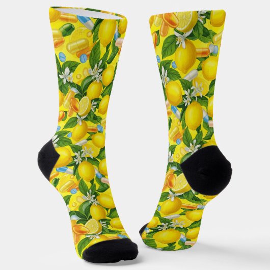 Lemon Yellow Pills Pharmacy Socken (Gewinkelt)