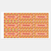Lemon yellow pink pattern Labels with name Etiketten (Blatt)