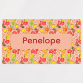 Lemon yellow pink pattern Labels with name Etiketten (Design 1)