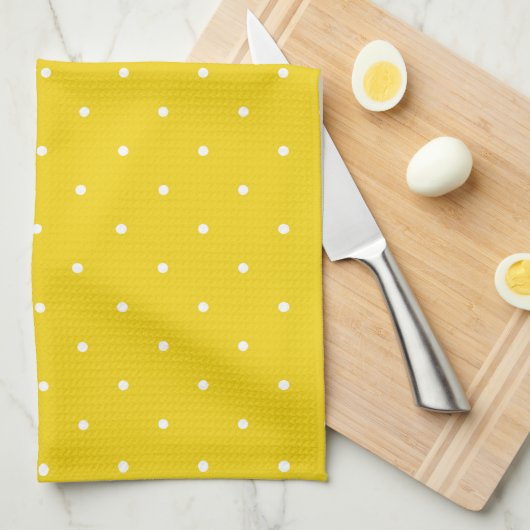 Lemon Yellow Polka Dot Kitchen Handtücher (Viertel Falte)
