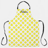 Lemon Yellow Polka Dots Individuelle Name Farbiges Schürze (Vorderseite)