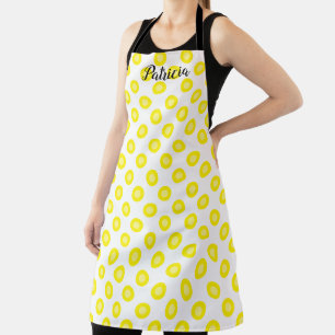 Lemon Yellow Polka Dots Individuelle Name Farbiges Schürze
