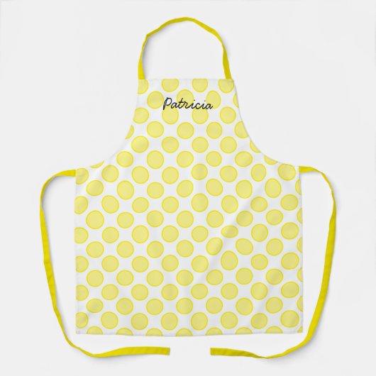 Lemon Yellow Polka Dots Name Gift Gastgeschenk 202 Schürze (Vorderseite)