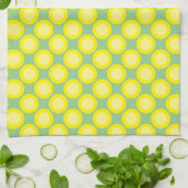 Lemon Yellow Polka Dots Sage Green Individuelle Na Geschirrtuch (Gefaltet)