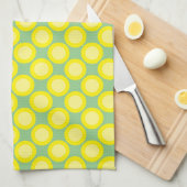 Lemon Yellow Polka Dots Sage Green Individuelle Na Geschirrtuch (Viertel Falte)