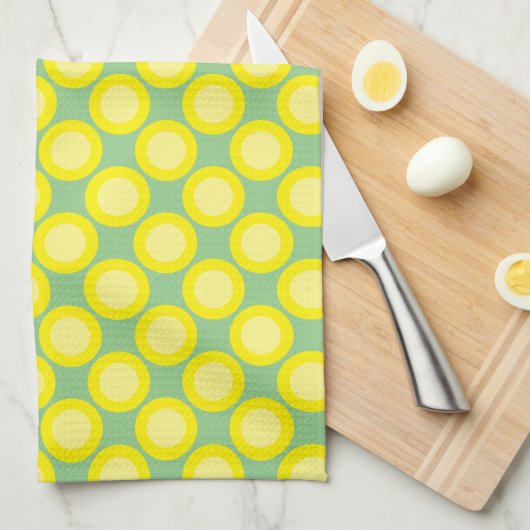 Lemon Yellow Polka Dots Sage Green Individuelle Na Geschirrtuch (Viertel Falte)