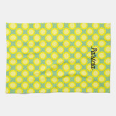 Lemon Yellow Polka Dots Sage Green Individuelle Na Geschirrtuch (Horizontal)