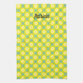 Lemon Yellow Polka Dots Sage Green Individuelle Na Geschirrtuch (Vertikal)