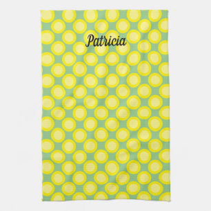 Lemon Yellow Polka Dots Sage Green Individuelle Na Geschirrtuch