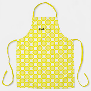 Lemon Yellow Polka Dots Weißer Individuelle Name C Schürze