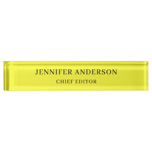 Lemon Yellow Professional Modern Plain Minimalist Namensplakette (Vorderseite)