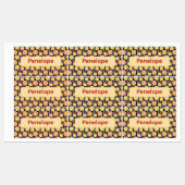 Lemon yellow purple pattern Labels with name Etiketten (Blatt)