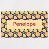 Lemon yellow purple pattern Labels with name Etiketten (Design 2)