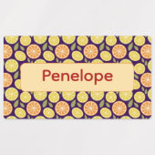 Lemon yellow purple pattern Labels with name Etiketten (Design 1)