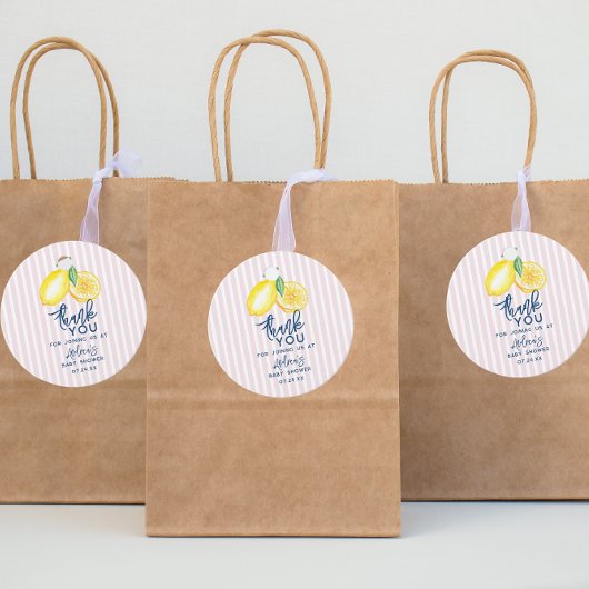 Lemon Yellow Retro Moderne Babydusche Danke Geschenkanhänger