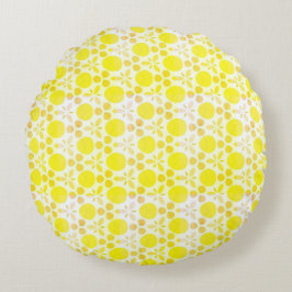 Lemon Yellow Retro Pattern Rundes Kissen