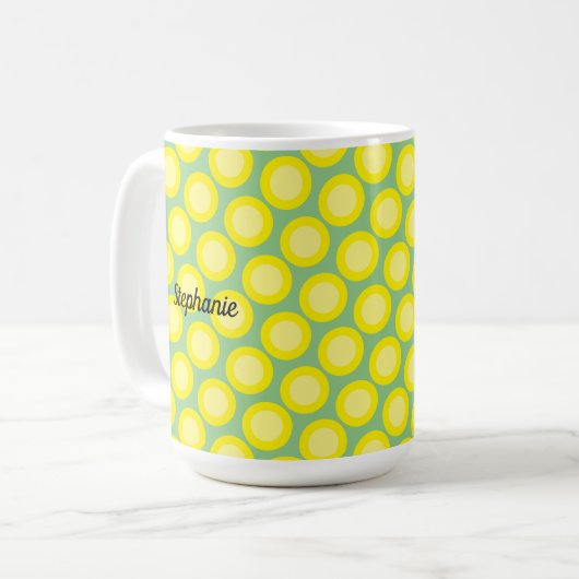 Lemon Yellow Sage Green Individuelle Name Geschenk Kaffeetasse (Vorderseite Links)
