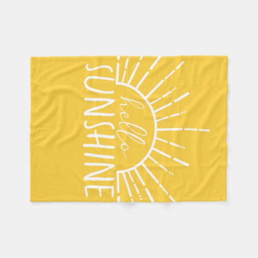 Lemon Yellow Simple Modern Hello Sunshine Fleecedecke (Vorderseite (Horizontal))