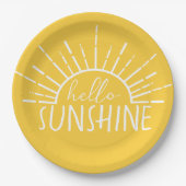 Lemon Yellow Simple Modern Hello Sunshine Pappteller (Vorderseite)