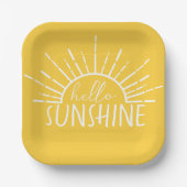 Lemon Yellow Simple Modern Hello Sunshine Pappteller (Vorderseite)
