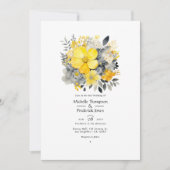 Lemon Yellow, Stormy Gray und Light Gray Wedding Einladung (Vorderseite)