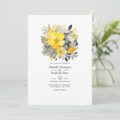 Lemon Yellow, Stormy Gray und Light Gray Wedding Einladung (Stehend Vorderseite)