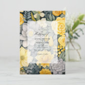 Lemon Yellow, Stormy Gray und Light Gray Wedding Einladung (Stehend Vorderseite)