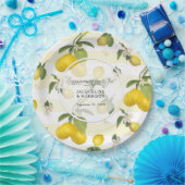 Lemon Yellow Strip Citrus Floral Engagement Party Pappteller (Party)