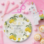 Lemon Yellow Strip Citrus Floral Engagement Party Pappteller (Party)