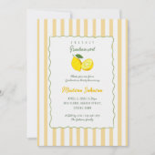 Lemon Yellow Stripe Chic Graduation Party Einladung (Vorderseite)