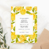 Lemon Yellow Stripe Citrus Leaf Brautparty Einladung