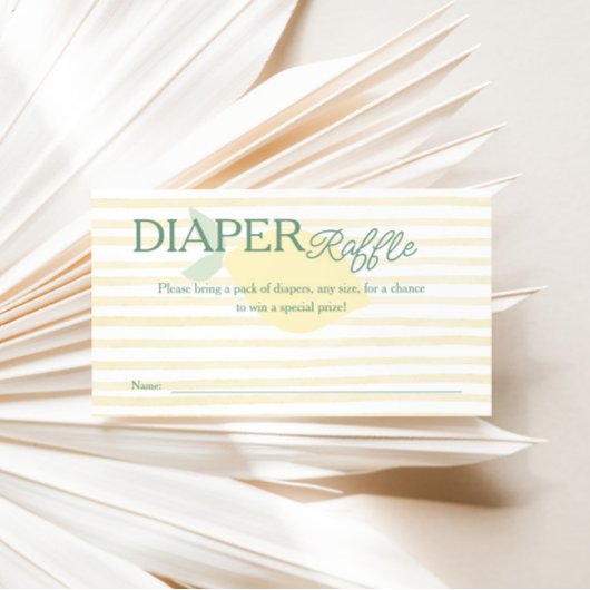Lemon Yellow Striped Diaper Raffle Entry Begleitkarte