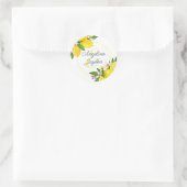 Lemon Yellow Summer Elegante Script Hochzeit Runder Aufkleber (Tasche)