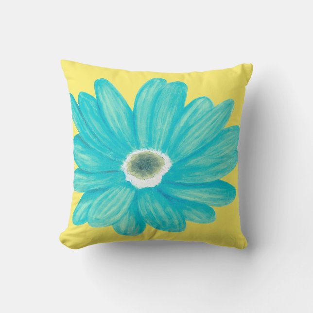 Lemon Yellow Summer Floral Throw Kissen (Vorderseite)