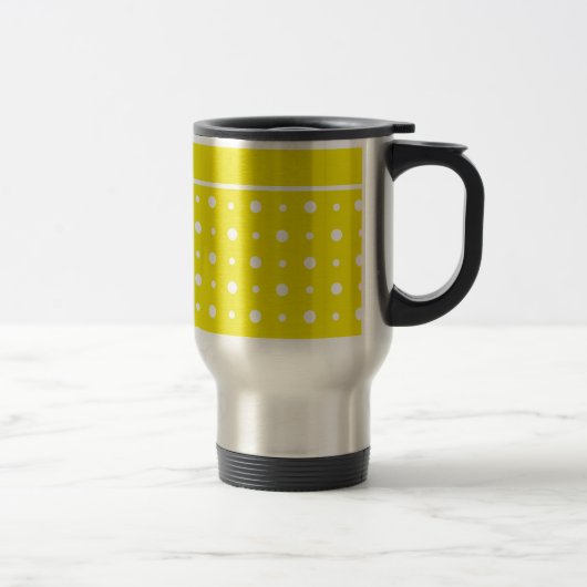 Lemon Yellow Travel Mug mit weißen Polka Docks Reisebecher (Rechts)