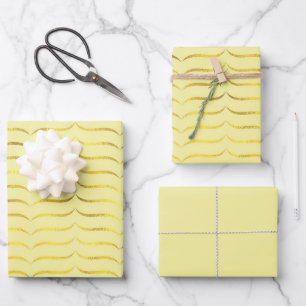 Lemon Yellow und Gold Geschenkpapier Set