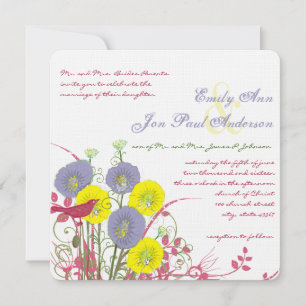 Lemon Yellow Violet Deep Pink Wild Blume Hochzeit Einladung