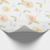 Lemon Yellow Watercolor Blume Brautparty Geschenkpapier (Ecke)