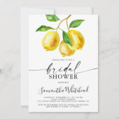 Lemon Yellow Watercolor Bridal Dusche Einladung (Vorderseite)