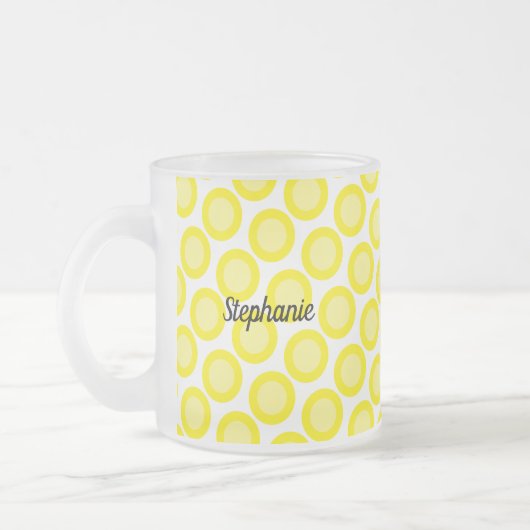Lemon Yellow White Custom Name Farbe Geschenk Gefa Mattglastasse (Links)