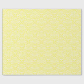 Lemon Yellow White Damask Muster Geschenkpapier (Flach)
