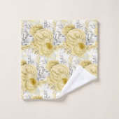 LEMON YELLOW WHITE FLORAL BADEZIMMER TOWEL SET (Waschlappen)