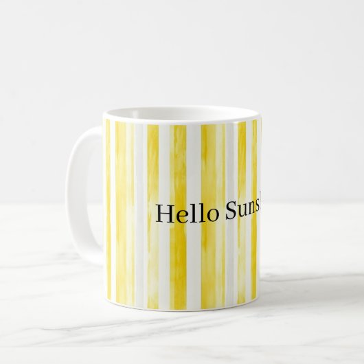 Lemon Yellow White Stripes Kaffeetasse (Vorderseite Links)