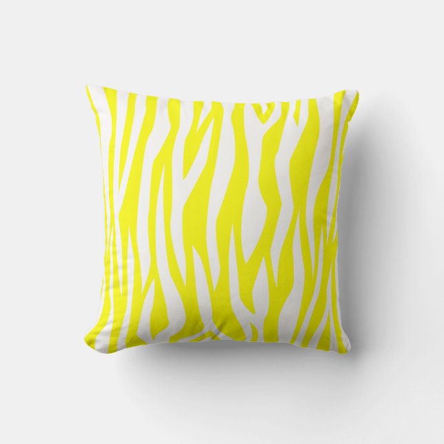 Lemon Yellow Zebra Print Kissen (Vorderseite)