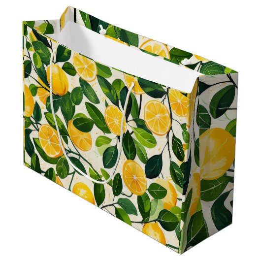 "Lemon Zest Gift Bag" Große Geschenktüte (Vorderseite Schrägansicht)